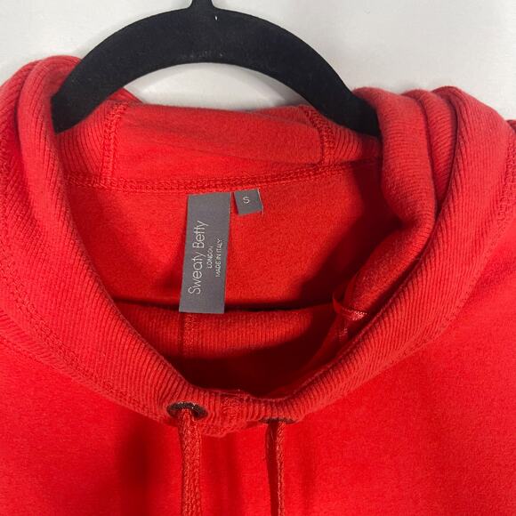 Sweaty Betty Small S Red Escape Luxe Fleece Hoodie Funnel Neck Sweatshirt - Picture 5 of 10